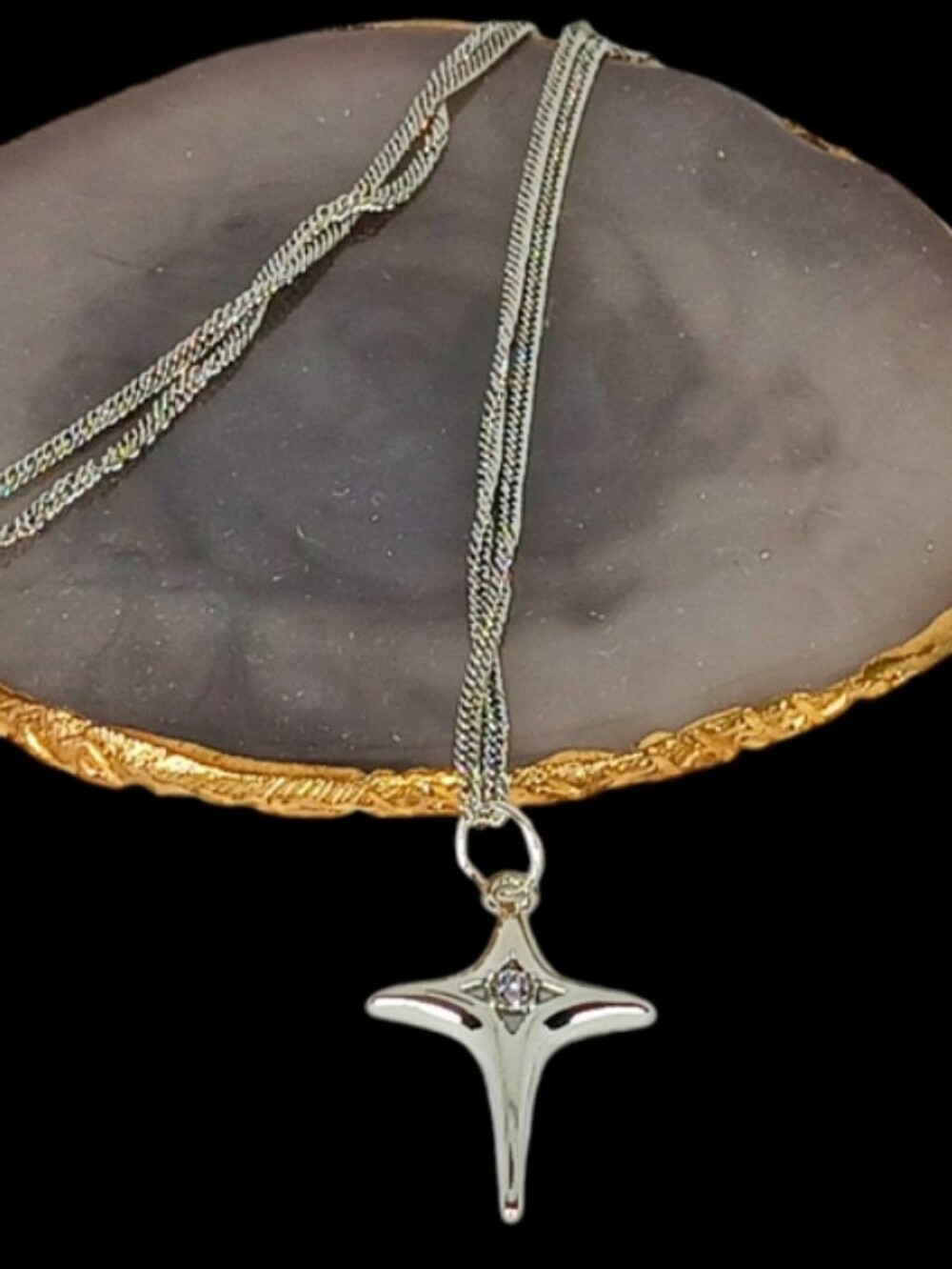 Silver Star Cross Pendant Necklace Downtown Grunge Downtown Girl Office Siren